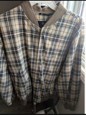 Balenciaga Plaid Zip Hoodie Jacket Beige Grey Size 48